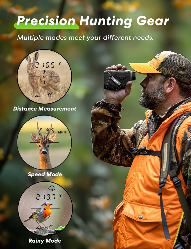 [AUSTRALIA] - Range Finder for Hunter, 2000Y Hunting Rangefinder with Rechargeable Battery, 7X Zoom Laser Rangefinder, Clear Accurate Range Finder for Shooting/Golf with Slope Mode, Easy to Use 