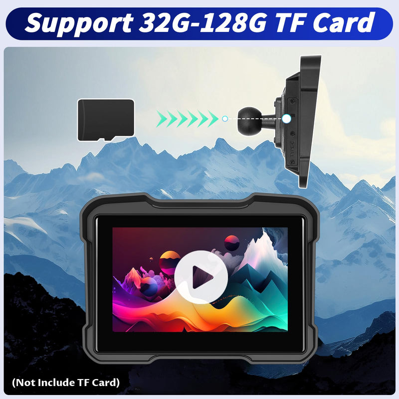 5 Inch IPS Waterproof Portable Motorcycle CarPlay Screen with Wireless CarPlay&Android Auto,GPS Navigation,Bluetooth,EQ,TF Port,Voice Control,IP67 Waterproof 5 inch with Carplay