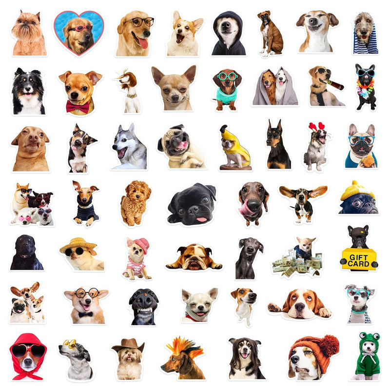 [AUSTRALIA] - 50 PCS Funny Dog Stickers Cute Animal Sticker for Journaling Laptop Scrapbook Water Bottles Guitar Suitcase Phone Snowboard Waterproof Vinyl Gifts for Women Girl Kids Adult Teens Brown 