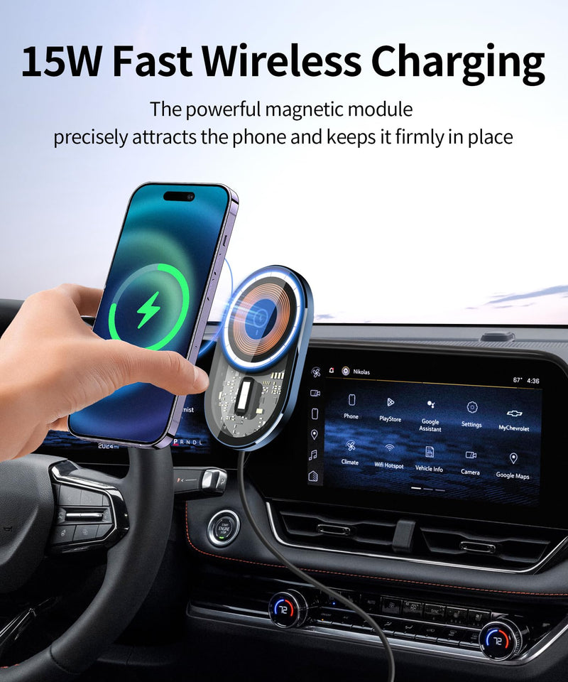 15W Wireless Charger Car Phone Holder for Chevrolet Equinox 2025-2026 | 11.3"Screen Magsafe Accessories Fast Charging Magnetic Cell Phone Holder Clip Compatible with iPhone Android, 3D Fit Bracket 11.3-inch for 2025 2026 Equinox