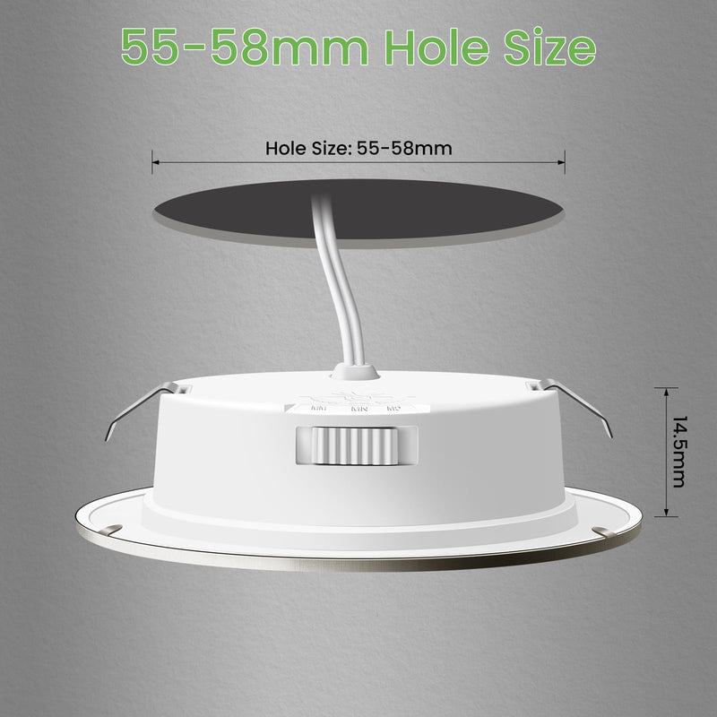 ALUSSO LIGHTING LED Recessed Spotlight 12 V, 3000 K 4000 K 6000 K LED Spot 12 V IP44, 4 W 270 LM Recessed Spotlights 55-58 mm for Motorhome Mirror Cabinet Caravan Van Wardrobe Nickel Set of 3 (Not Nickel. Hole Size: 55-58 Mm, 12 V Ac/Dc 3 pieces