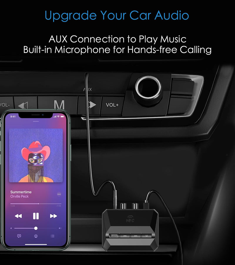 5.3 Bluetooth Receiver for Home Stereo, Bluetooth RCA Adapter for Stereo Receivers AUX Bluetooth Adapter, NFC-Enabled Bluetooth Audio Adapter, Support USB Drive/TF Card Play Music