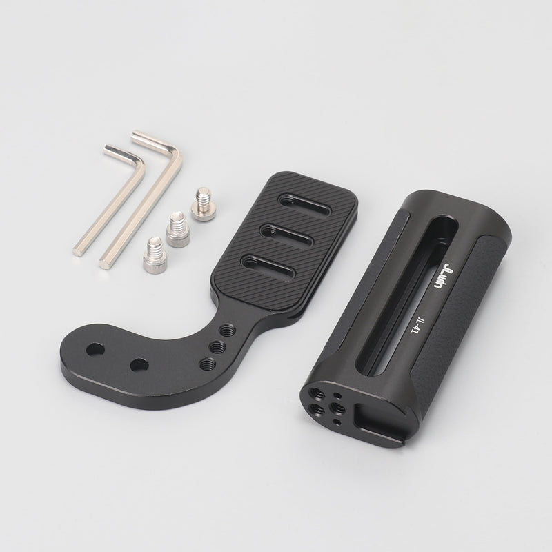 FocusFoto 2nd Gen L-Shaped Bracket Holder Stabilizer with Side Handle Grip Universal for DSLR Mirrorless Camera, with 1/4" Cold Shoe Mount for Mic Flash LED Light, Quick Release Plate for Arca Tripod