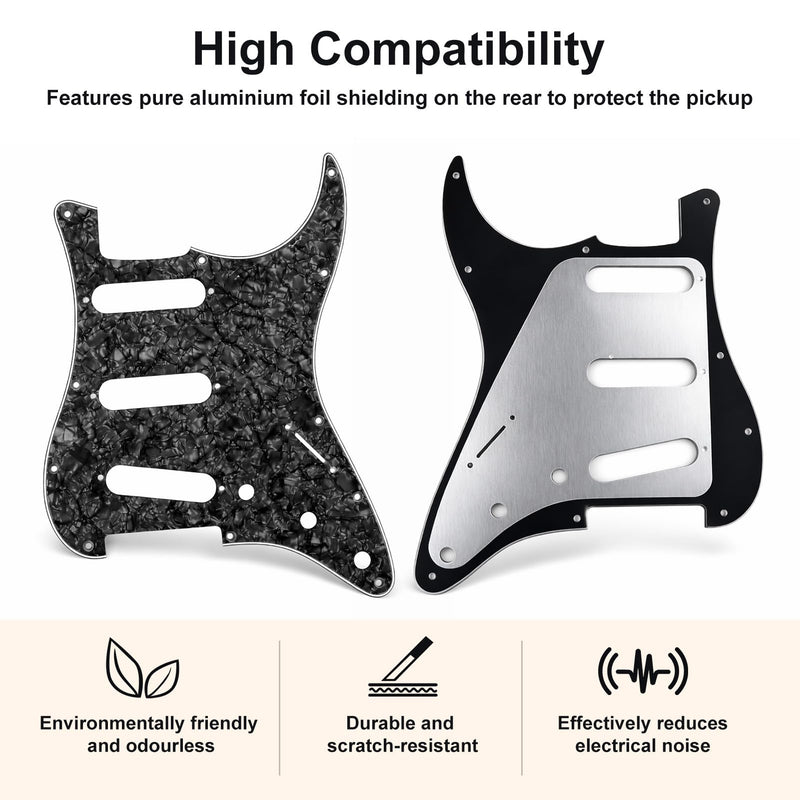 [AUSTRALIA] - 2 Pack Guitar Pickguard SSS 11 Hole for Stratocaster Replacement, 3 Ply Electric Guitar Scratch Plate with Pure Aluminum Foil Shielding, Modern Style Backplate, Fits US/Mexico Standard Strat 