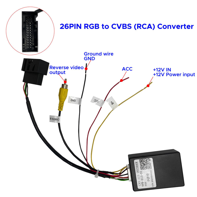 RGB Backup Camera Adapter RGB to AV Cable for Passat | RCD510/RNS510/315 with RGB Camera Upgrade to RCD360 Radio YX2216