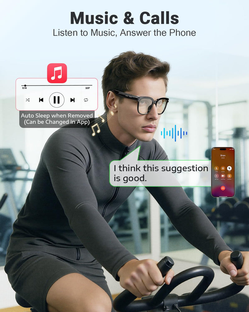 CJkao Smart Glasses with Camera, Bluetooth Music & Call, 800W HD Camera Glasses, 1080P Video Recording, Built-in ChatGPT Voice Assistant Control for Men Women(White)