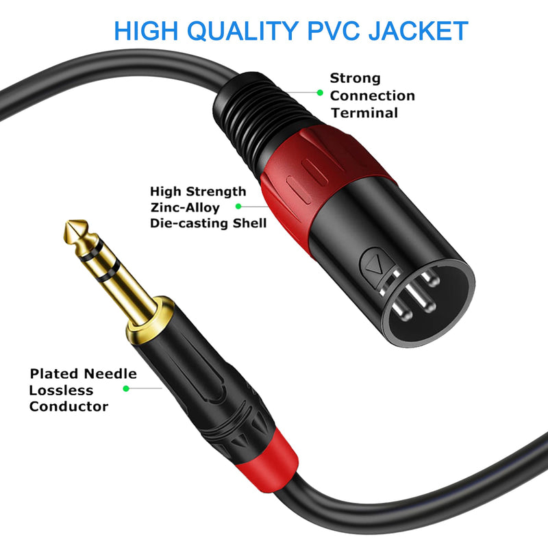 LanSenSu XLR to 1/4 TRS Stereo Adapter Cable, 2 Pack - 6.6ft, Compatible with Mixer, Microphone, XLR, Power Amplifier, Monitor 6.35mm to XLR Male-6.6ft