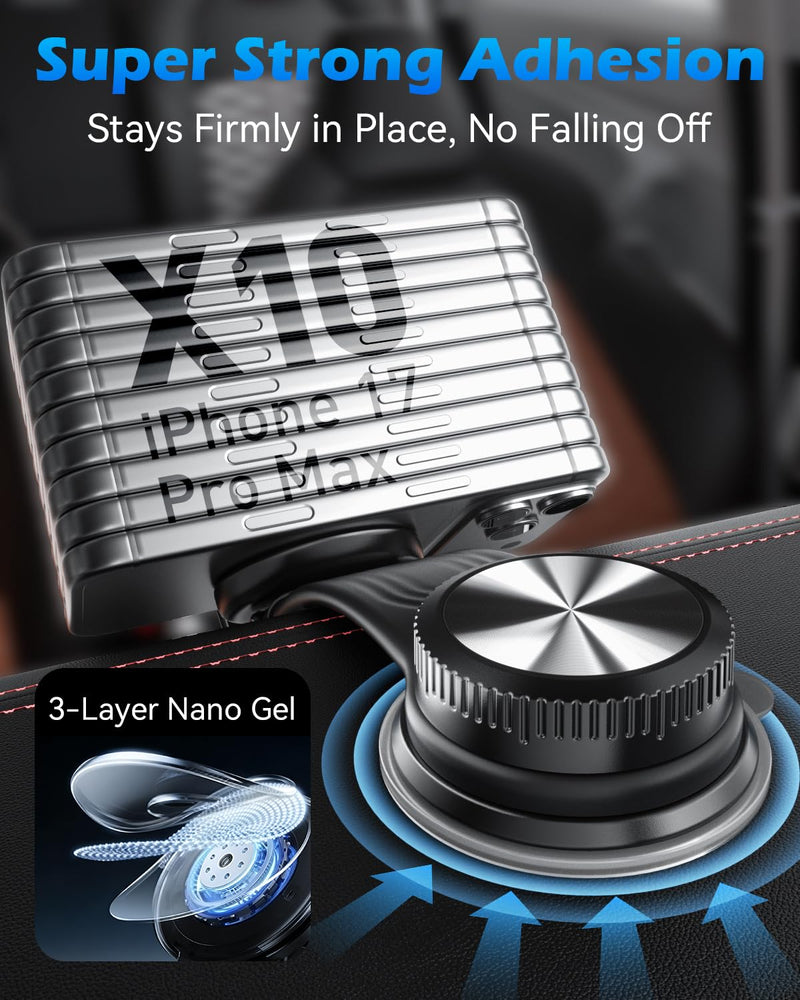 CloudValley Magnetic Car Mount with 15W Fast Charging, 360° Adjustable Bendable Aluminum Arm, Dashboard & Windshield Wireless Charger Phone Holder with Upgraded Silicone Adhesive Pad for iPhone Magnetic Wireless Car Charger