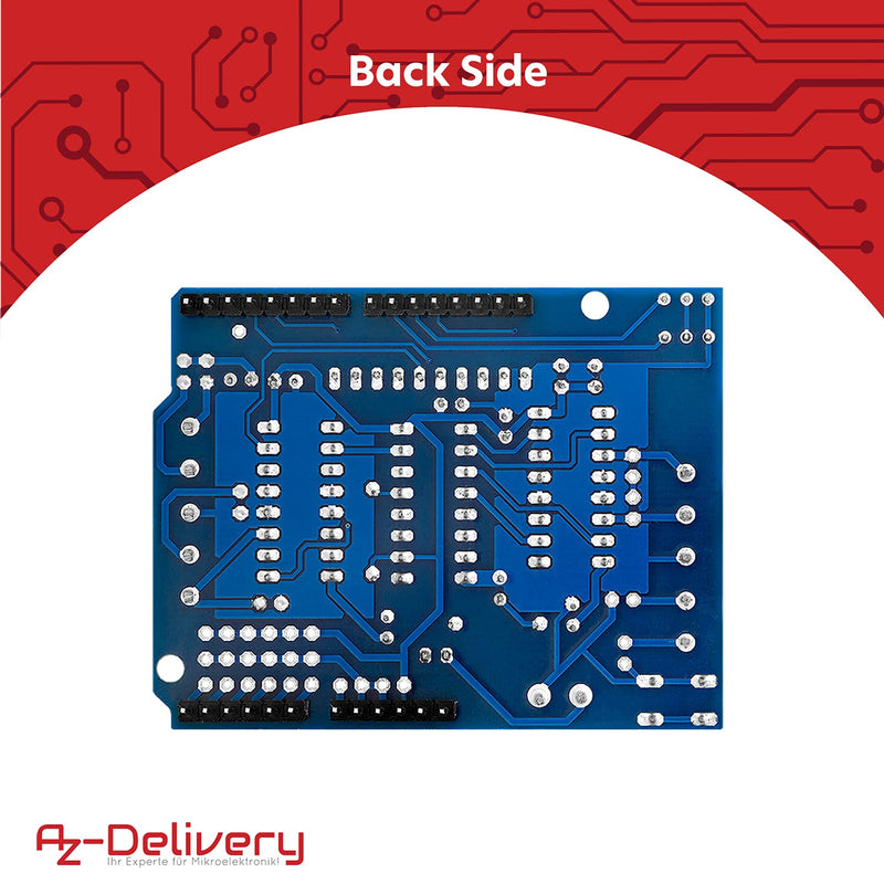 AZDelivery 3 x L293D Motor Driver Shield, 4-Channel Motor Driver Shield, Stepper Motor Driver, Stepper Expansion Board Compatible with Arduino, Includes E-Book!