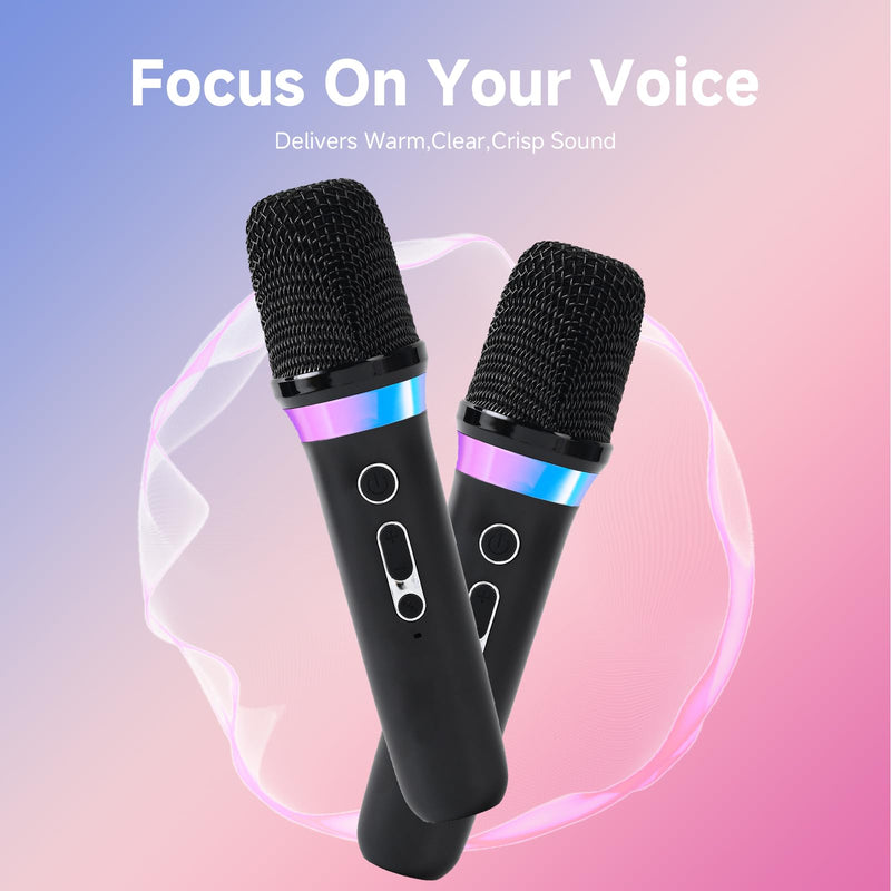 Car Karaoke Microphone,Dual Handheld Rechargeable Mic with 3.5mm Aux in and Out Receiver,Volume Control Karaoke Microphone for Singing, Speech, Home Party, YouTube/Tiktok(Black)