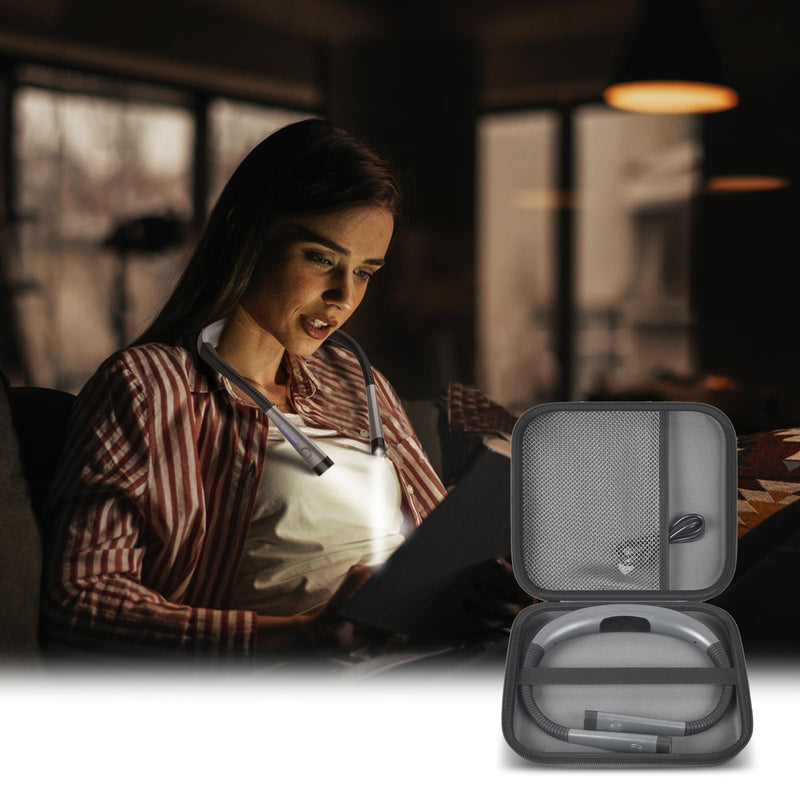Case Compatible with Glocusent/for Vekkia/for LITOM/for LEDGLE/for TAKKUI/for TSINGREE LED Neck Reading Light Book Light for Reading. Storage Carrying Holder for USB Cable (Box Only) -Grey Gray