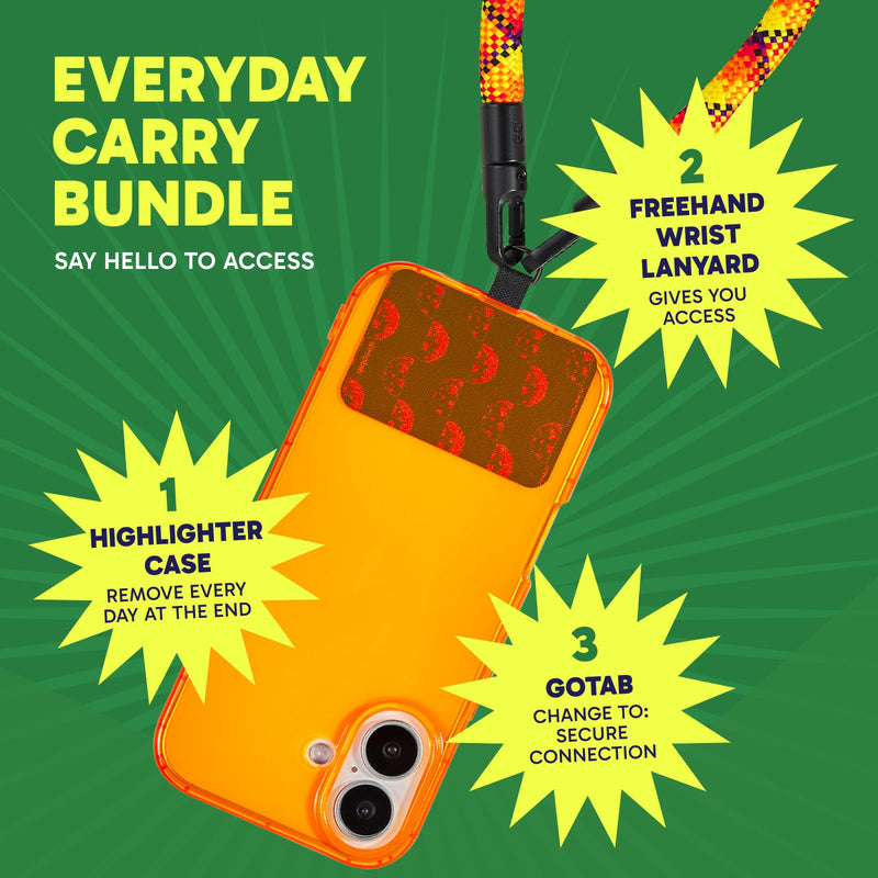 SteepLab Highlighter Case + Freehand Crossbody Lanyard Bundle for iPhone 17 - Hands-Free Carry with Bold Color Protection - Solar Static