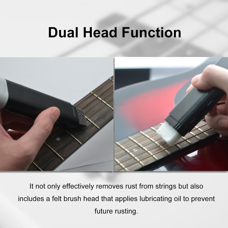 [AUSTRALIA] - MAXCHEER 2pcs Guitar Cleaner Kit Dual Head Guitar Strings Cleaner Eraser - Rust Remover with Lubricant in Brush String and Clean Fretboard Cloth Tool Scrubber for Violin/Bass/Ukulele/Electric Guitars String Cleaner+Oil 