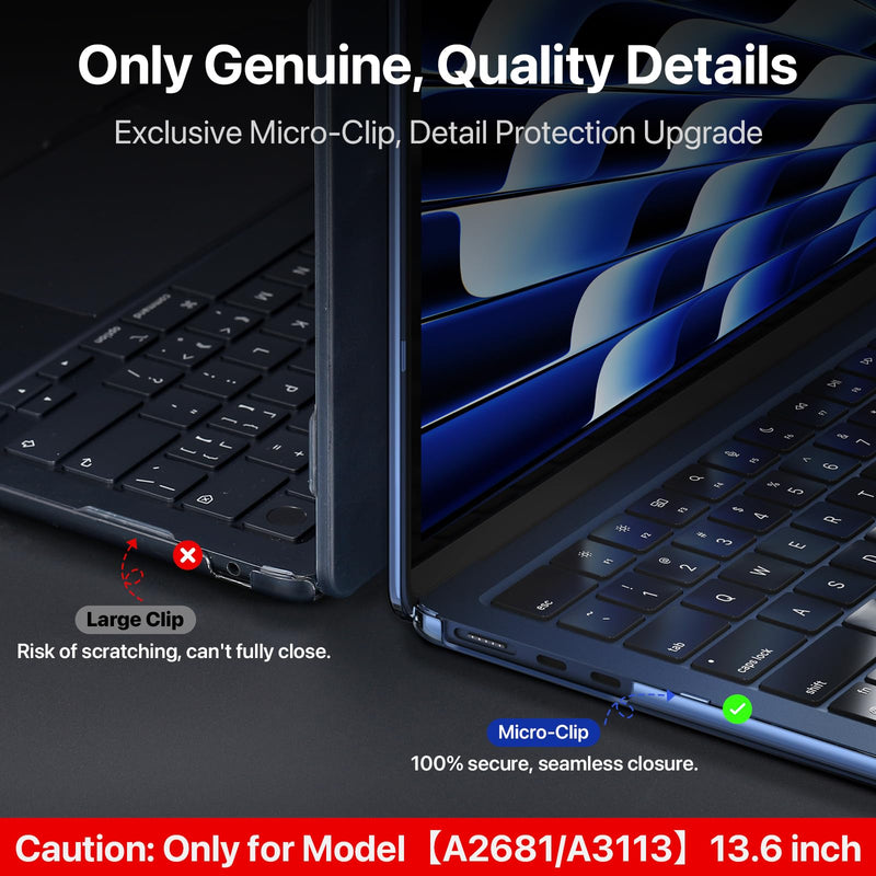 [AUSTRALIA] - for MacBook Air 13.6 inch Case M3 M2 2024-2022, Model A3113 A2681 [Exclusive Midnight] [Outshine Bare Beauty] Hard Shell Cover for MacBook Air M2 13 inch Case - Crystal Midnight 