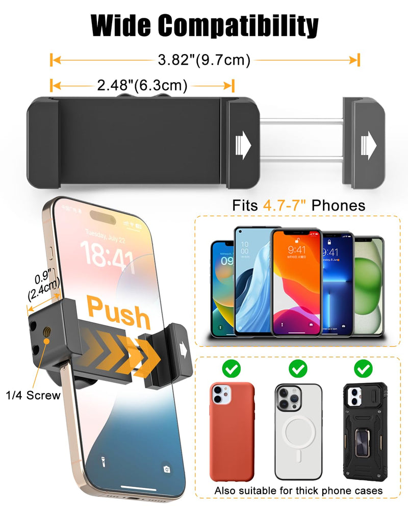 Charchendo Heavy-Duty Metal A-Pillar Grab Handle Phone Mount for Trucks | Secure Bolt-On Installation, Fits All Phones & Thick Cases up to 0.7", 360° Metal Swivel Arm, 2 Hex Keys Included