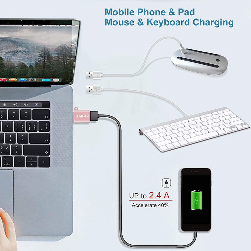 MOSISO USB C to USB Adapter 2 Pack, USB Type-C to USB Connector, Thunderbolt 3 to USB 3.0 Converter OTG Compatible with MacBook Pro 2020-2016/Air 2020-2018/Laptop Tablet/More Type-C Devices, Rose Gold
