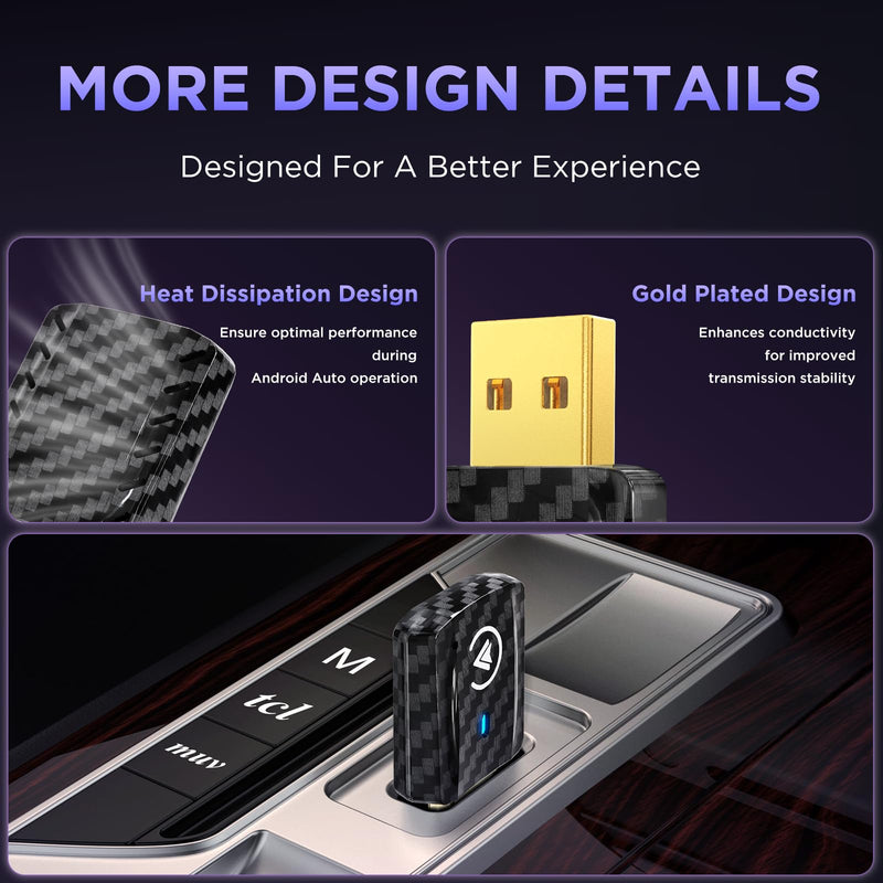MSXTTLY 2in1 Wireless Carplay Adapter, Android Auto Wireless Adapter | Fast Auto Connect Small Dongle, 5.3 Bluetooth & 5G WiFi, Mini USB Easy Phone Switching, Enhanced Heat Dissipation Design Black