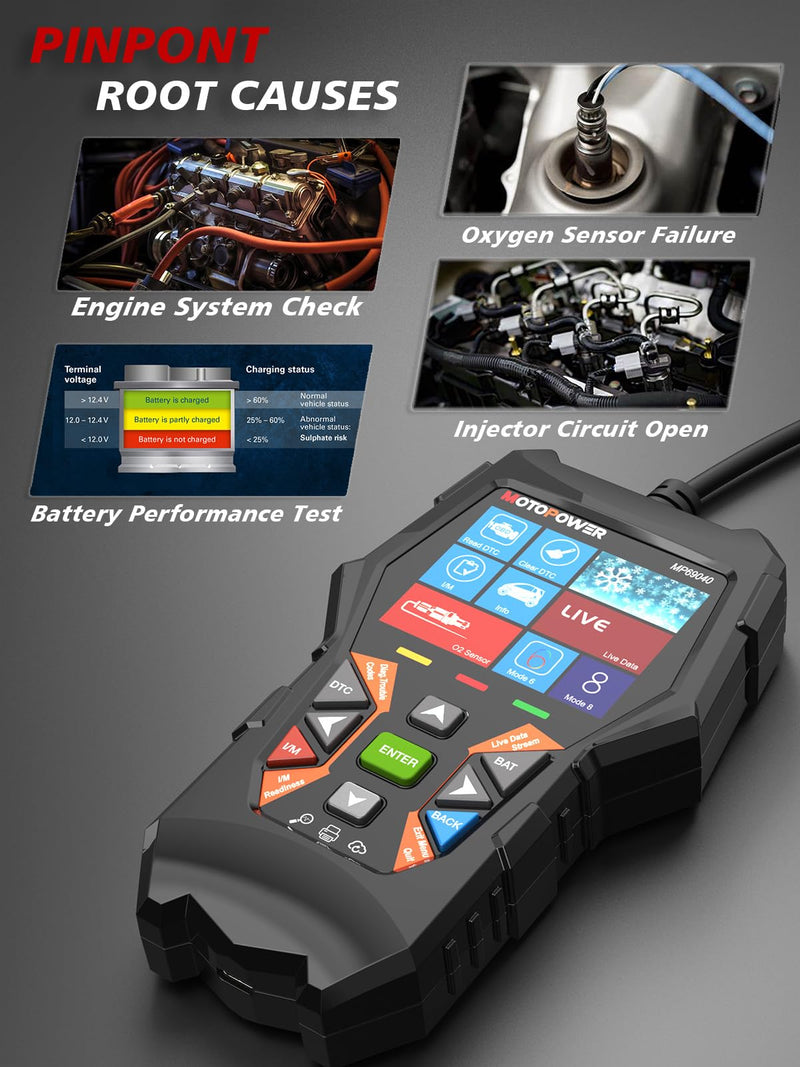 [AUSTRALIA] - MOTOPOWER MP69040 Car OBD2 Scanner Check Engine Fault Code Reader Diagnostic Scan Tool, Black 