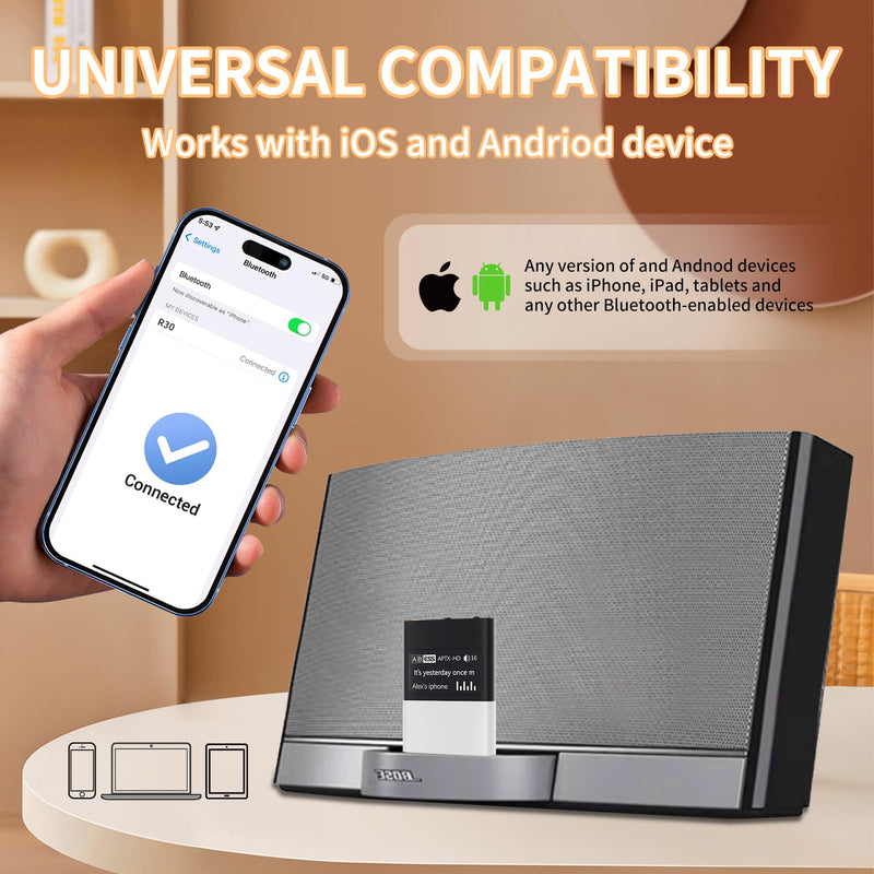[AUSTRALIA] - Bluetooth Adapter Receiver for Bose iPod Sounddock and 30 pin Music Docking Station with OLED Display, 3.5mm AUX 