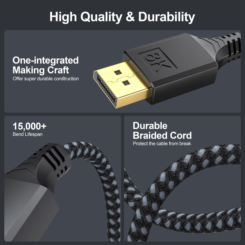 Display Port Cable 3Ft 10 Pack, DP 1.4 Cables Display Port Cord 3 Feet (8K@60Hz, 4K@144Hz, 2K@240Hz, 32.4Gbps) for Computer PC Gaming Laptop to Monitor