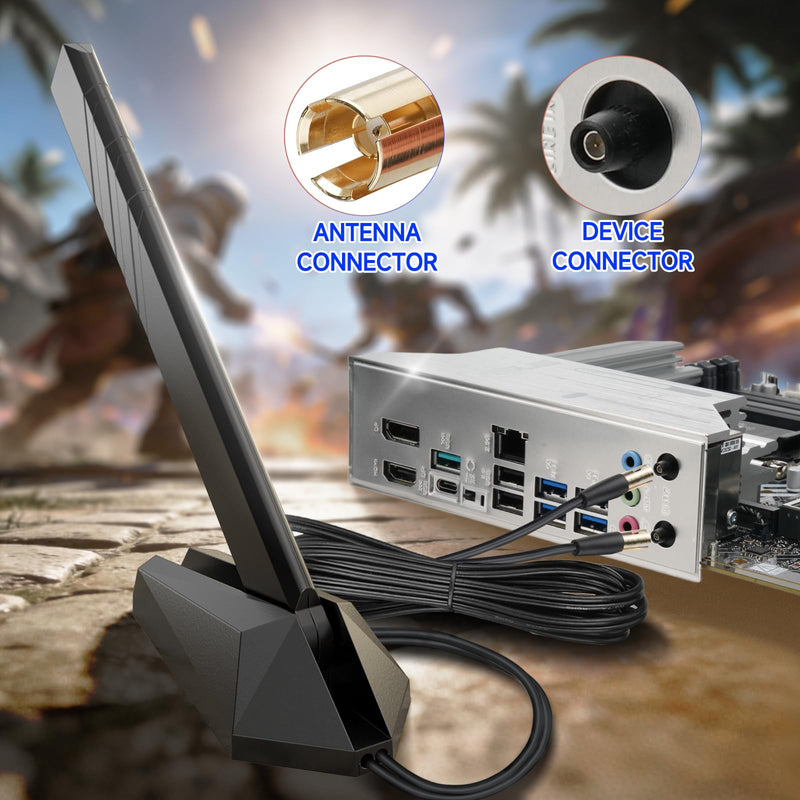 Eightwood WiFi 7 Gaming PC Motherboard Antenna, Tri-Band, Push-On Connector | Magnetic Base Antenna for ASUS ROG Strix, TUF Gaming, ROG Crosshair, ProArt, Prime Series WiFi 7 Motherboards