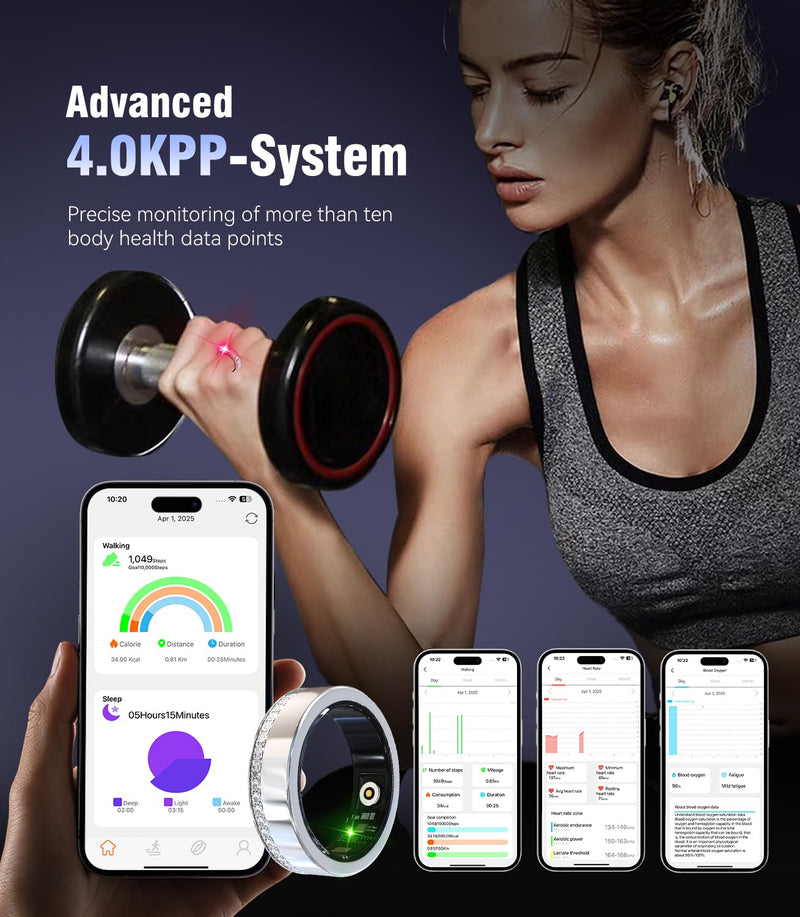 10 Gen Diamond Smart Ring and Wireless Charging Case【Industry Ranking No.1 – 0 Measurement Error】 2026 Smart Ring for Women & Men for Sleep Tracking Wearable Device,Fitness Ring 8#