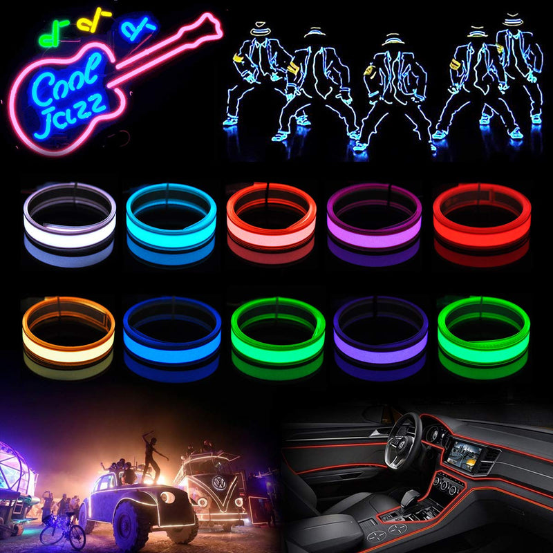 lychee®3 Ft 1M 1M Neon Glowing Strobing Electroluminescent Robbin El Tape Belt EL Wire Rope with Battery Pack for Cosplay Decoration Bruning Festival (3Ft, Red) 3Ft