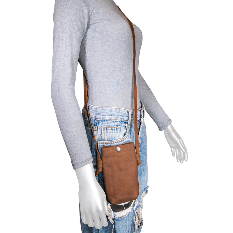 Hide & Drink, Phone Bag Handmade from Full Grain Leather - Bourbon Brown