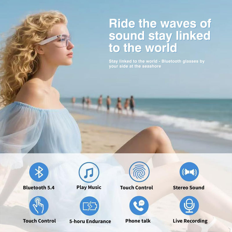DUCO Bluetooth Blue Light Glasses for Women Men Smart Glasses with Open Ear Audio UV400 Protection