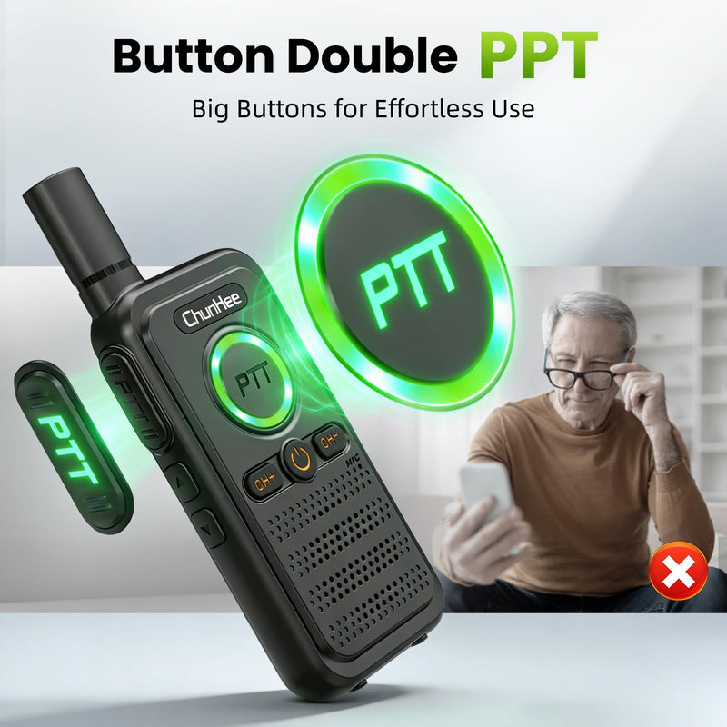 [AUSTRALIA] - Wireless Home Security Intercom System with VOX Hands-Free & SOS Alarm, 1.5 Mile Long Range 2-Way Intercom, Large PTT Buttons, Portable Intercom for Elderly, Caregivers, House & Business (2 Pack) SET 1 