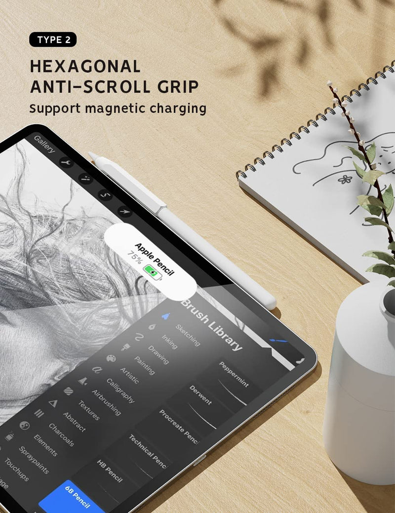 [AUSTRALIA] - 5 Pack Pencil Grips Compatible with Only Apple Pencil 2nd Generation Silicone Ergonomic Design Sleeve Holder(White) White 