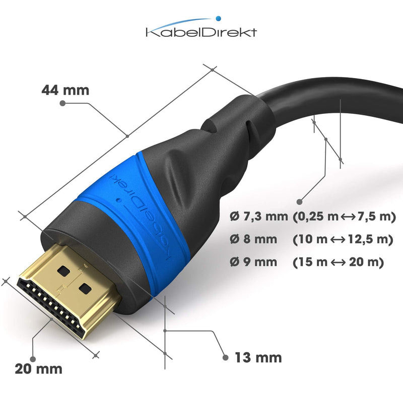 [AUSTRALIA] - KabelDirekt – 8K / 4K HDMI Cable – 1.5ft & More HDMI Cables (0.5ft–75ft) – German-Engineered HDMI Cord – Supports 10K/8K@60Hz/4K@120Hz – HDMI Cable for HDTV, PC, PS5, Xbox, Switch 1.5 ft 1-Pack Black/Blue 