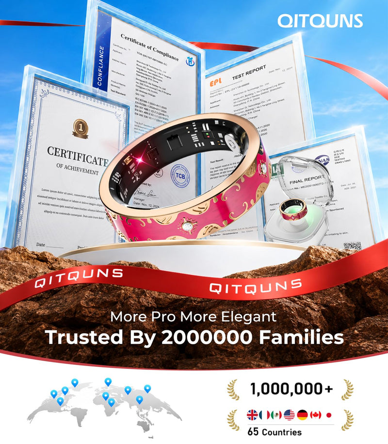 7 Gen Diamond Smart Ring 【Industry Rank 1-0 Measurement Error】 2026 Smart Ring for Women - Advanced Health Tracker for Wellness and Activity Tracking, Red 10# 10#