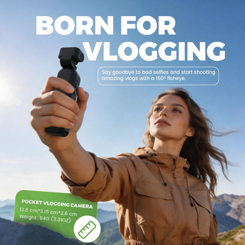 Kaysunlink 1080P Vlogging Camera with 270°Rotatable Lens, Handheld POV Pocket Camera with Touch Screen & WIFI, 5 Hours Power, One-button Recording Camcorder with 64GB Card for Daily Use, Travel, Black