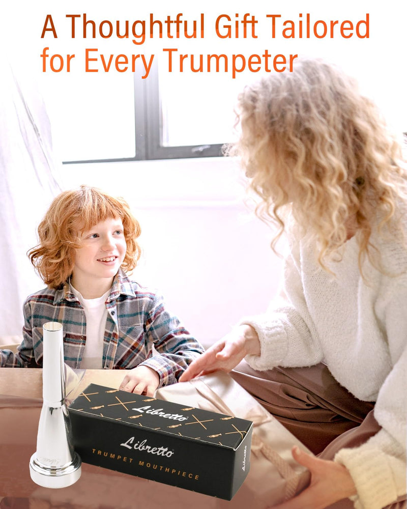 Libretto 3C Bullet Shape Trumpet Mouthpiece, Silver Plated, Compatible with C and B♭ Trumpets, Designed for Advanced Players