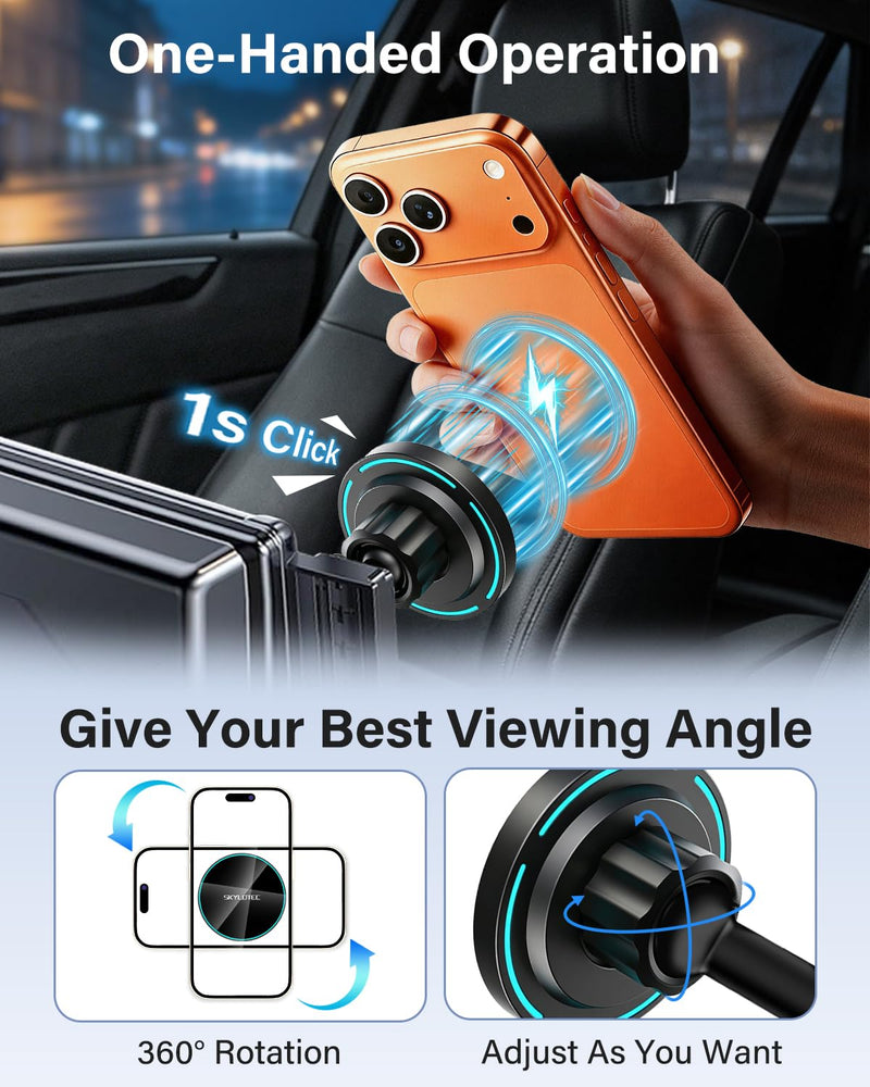 SKYLOTEC Magnetic Charger Phone Mount for Chevy Tahoe/Suburban 2021-2024 | 10.2-Inch Screen, for MagSafe iPhone 15W Wireless Charger Car Cell Phone Mount, for GMC Yukon Screen Accessories Magnetic Wireless Charger Tahoe 2021-2024 (10.2 inch screen)