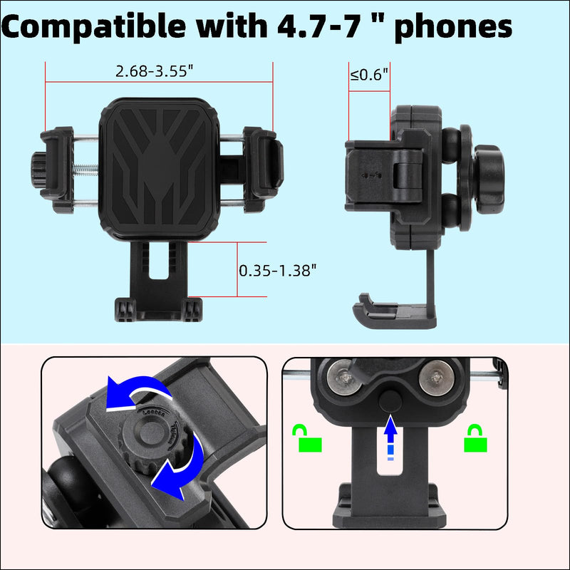Heavy Duty Phone Mount Holder with Vibration Dampener for Boat Truck Car [Camera Friendly] [1s Lock & Release] [Aluminum Screw-Mounted AMPS Diamond Base & Medium Arm], Fits 4.7-7.2" Cell Phones