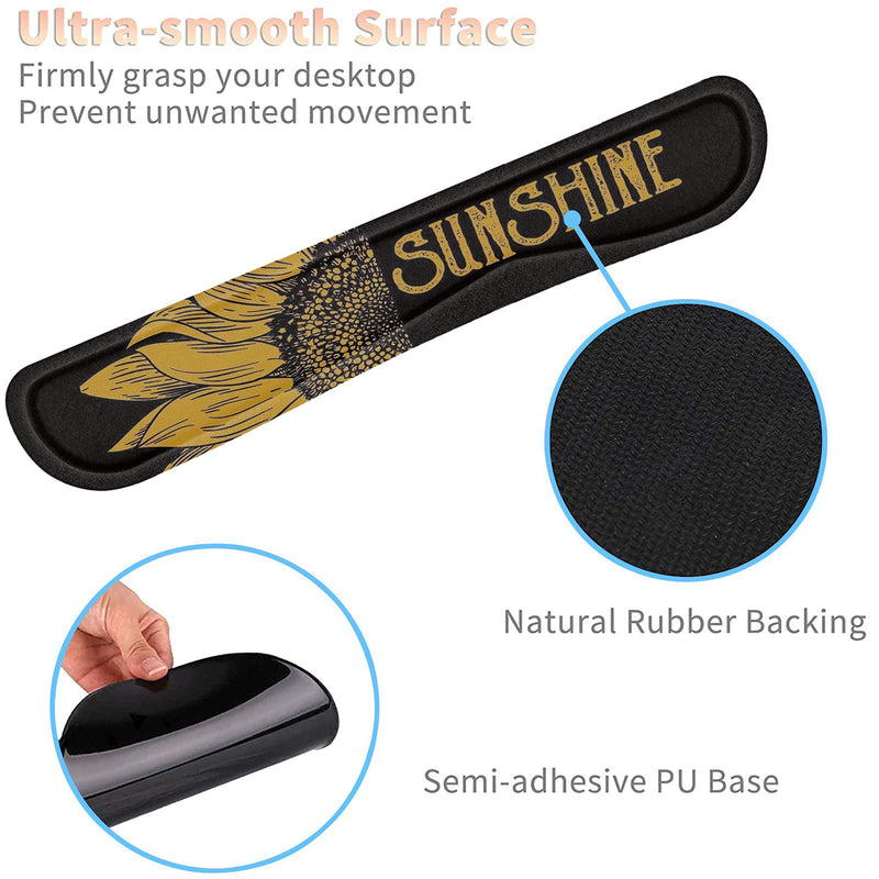 Keyboard Wrist Rest and Mouse Pad Wrist Support Set with Coffee Coaster, Non-Slip PU Base for Gaming and Office, Comfortable & Lightweight for Easy Typing & Pain Relief,Sunflower Sunflower