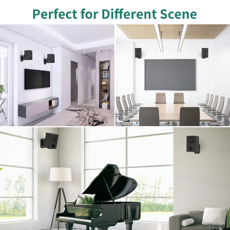 [AUSTRALIA] - HomeMount Speaker Wall Mount Brackets - Surround Speaker Wall Mounts Kit, Bookshelf Speaker Wall Screws Mounts, Hold up to 8 lbs, 2 Pack, Black 2P-Black 
