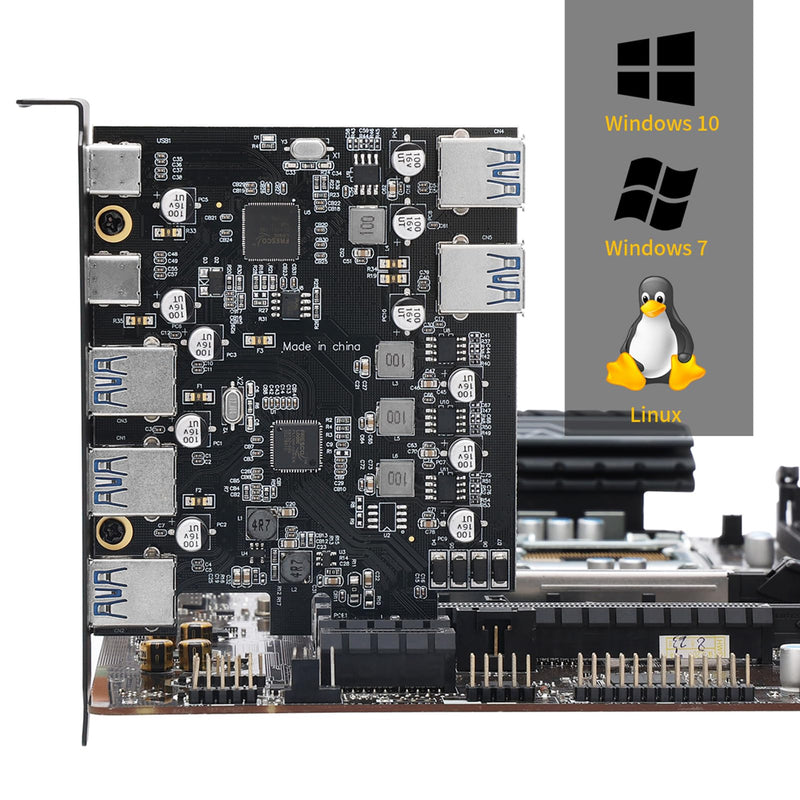 [AUSTRALIA] - PCIe to USB 3.0 5X USB-A and 2X USB-C Ports Expansion Card,PCI Express Internal USB 3 Hub Converter for Desktop PCS Riser Card 7 Ports 