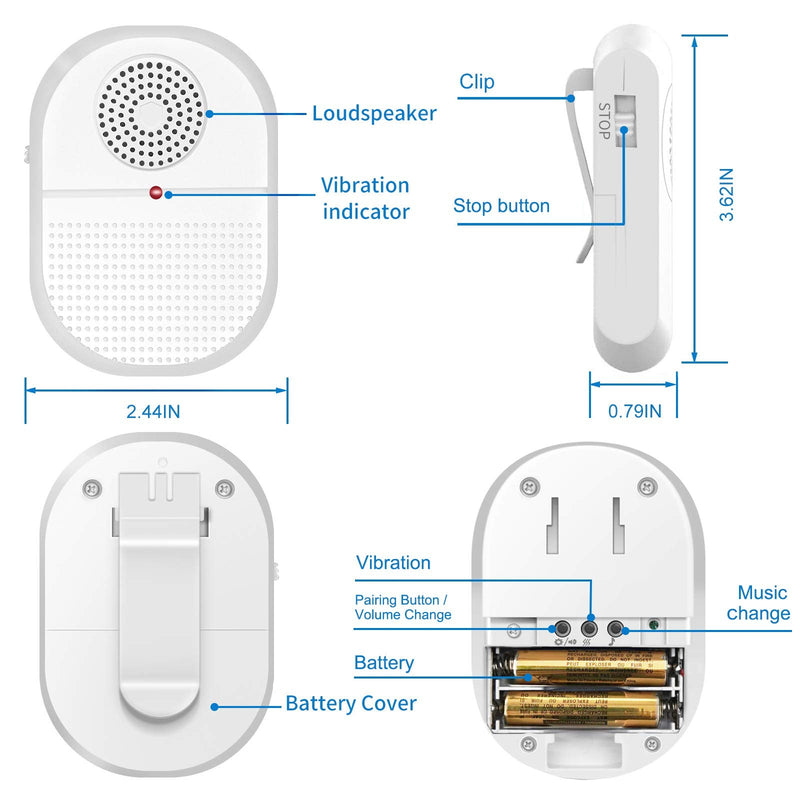 CallToU Caregiver Pager Call Button elderlyWireless SOS Call Button Vibration Pager Nurse Calling Alert System for Home Elderly Disabled Patient 2 SOS Call Buttons/Transmitters 2 Receivers CCVP 2-2