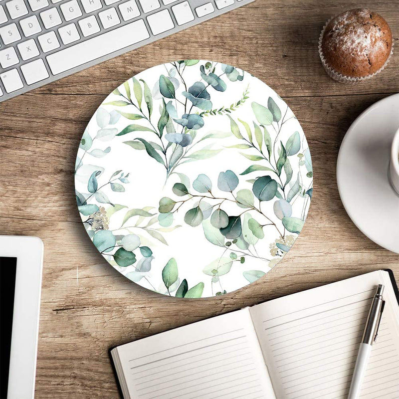 Armanza Mouse Pad, Cute Mousepad with Design, Round Grass Leaves Mouse Mat, Small Non-Slip Rubber Gaming Mouse Pads, Office Home Personalized Mouse Pad 13 Green Grass