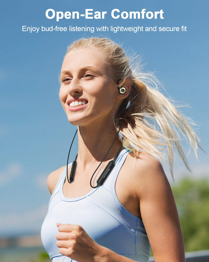 NANAMI Bluetooth Headphones - in Ear and Open Ear Wireless Earbuds with Microphone, Crystal Stereo Sound Headset, Bluetooth Earbuds with Wire Neckband for Workout,Sports