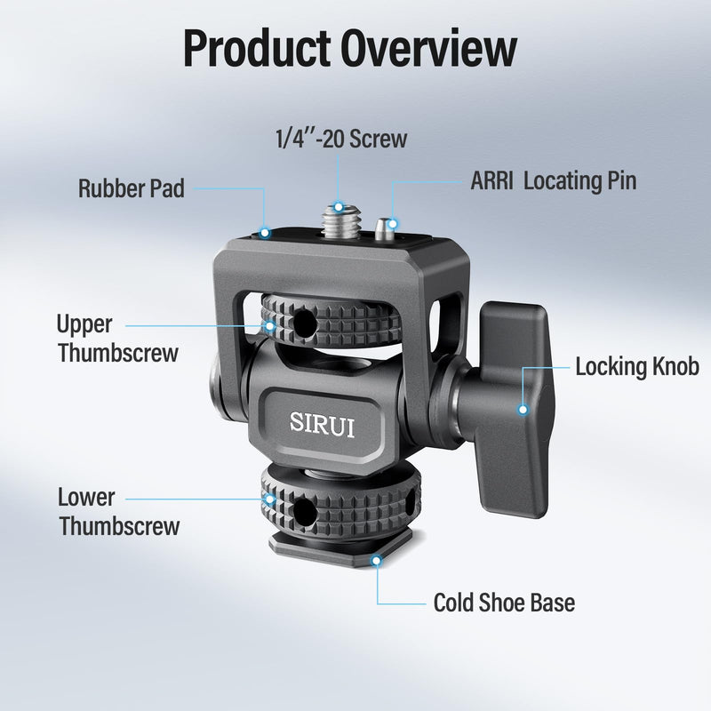 SIRUI Camera Monitor Mount with Cold Shoe, Swivel 360°and Tilt 180°Adjustable DSLR Field Monitor Mount, Compatible with 5" and 7" Monitor, SC-MC Cold Shoe Mount