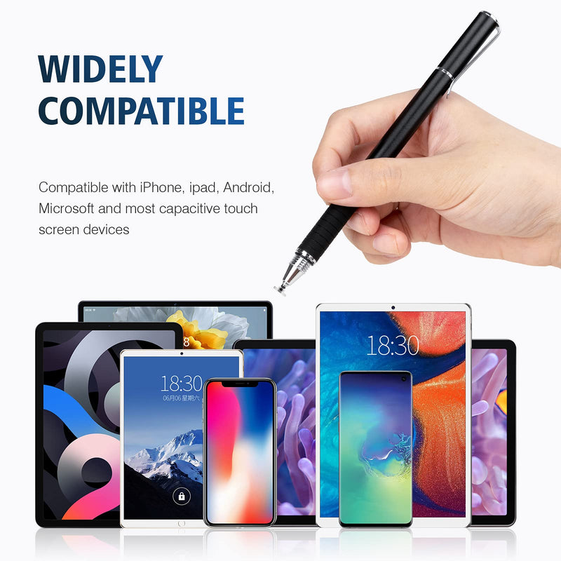Stylus for iPad, Abiarst Stylus Pens for Touch Screens Disc & Fiber Tip for Apple/iPhone/Ipad pro/Mini/Air/Android/Microsoft/Surface All Capacitive Touch Screens (3-Pack (Black/Blue/Rose Gold)) 3-Pack (Black/Blue/Rose Gold)