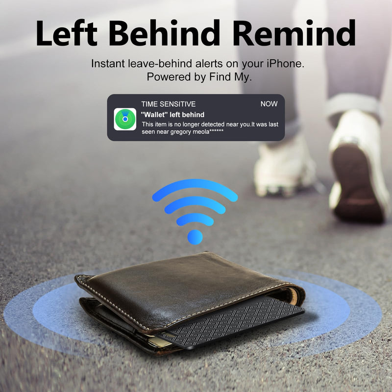 Ultra-Thin Wallet Tracker Card(iOS Only), Bluetooth Tracker Smart Card for Apple Find My iPhone Wallet GPS Tracker, Supports Wireless Charging, 10 Years Battery for Luggage, Wallets, Backpacks, Keys Black and Black and Black and Black