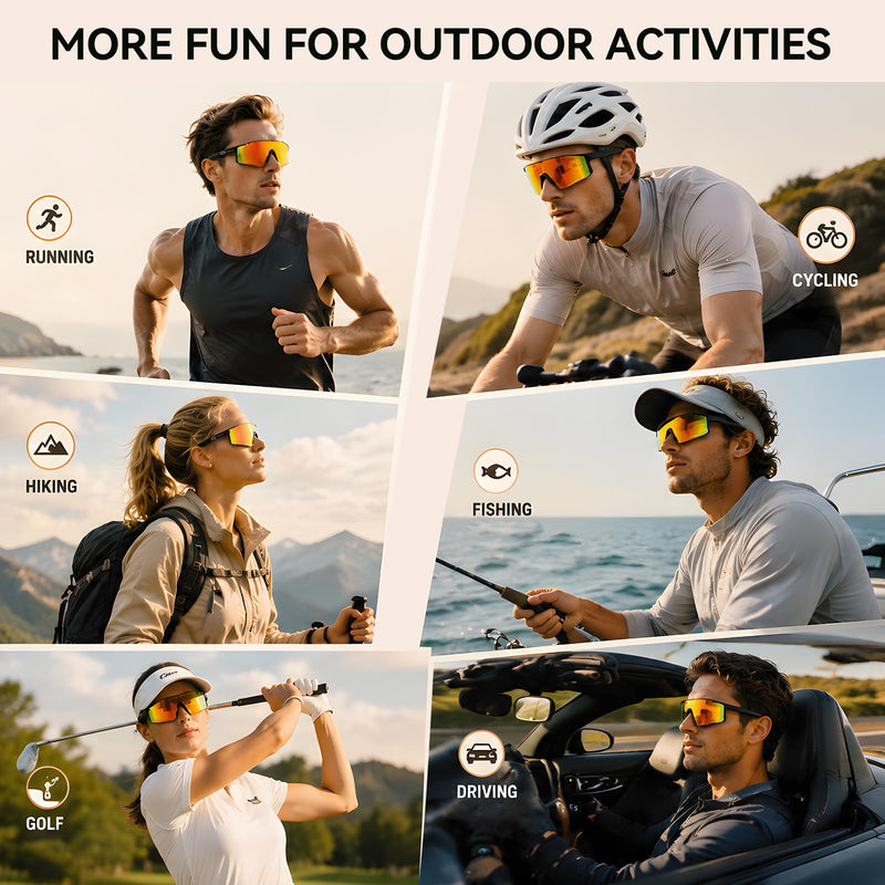AI Smart Sports Sunglasses for Men/Women, Bluetooth Glasses for Cycling Running Driving, UV400 Polarized Lenses, Bluetooth 5.4, 6-8H Playtime, Outdoor UV Protection and Voice Control(Orange) Orange