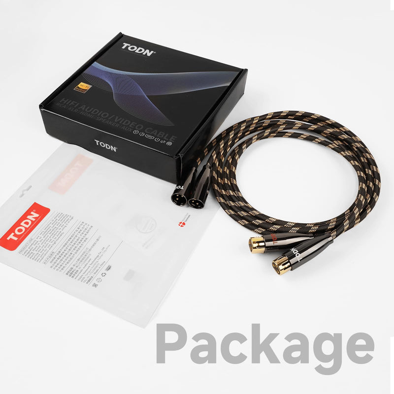 TODN A Pair Balanced XLR Cable for Audiophile, Professional XLR Mic Stereo Audio Cable with O-C-C Core, Dual Shielded for Live Sound/Studio (3ft/1m, 1 Pair) 3.3 ft A Pair - Pro