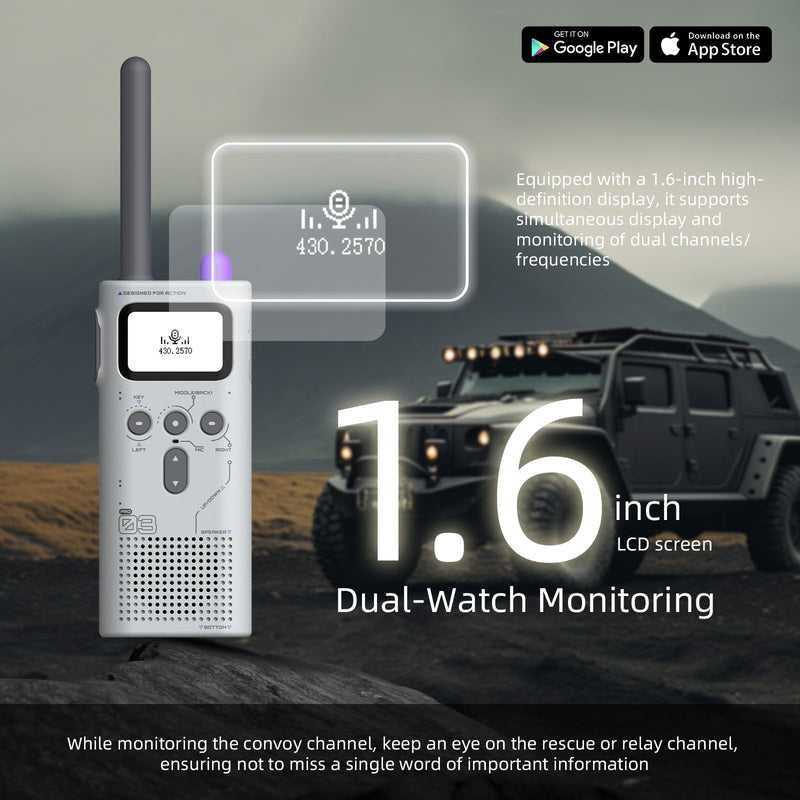 BEEBEST 3 Pro 5W GMRS Handheld Radio, Mecha Gray, 1 Pack | Bluetooth App Programming, 3000mAh Removable Battery, Repeater Capable, Dual Watch, 1.6-Inch LCD, USB-C Charging 1-pack