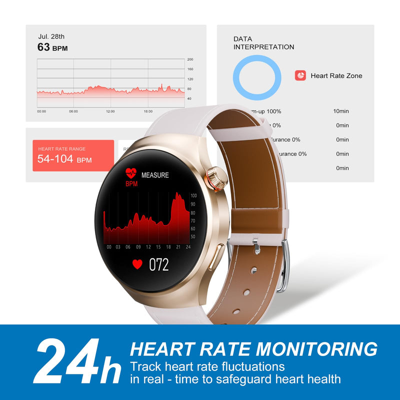 Watches for Women,Compatible with iPhone/Android Phones,Women Smart Watches,with Heart Rate/Sleep/Spo2 Monitor,Sports Watch,Waterproof Fitness Smartwatch (Gold) Gold